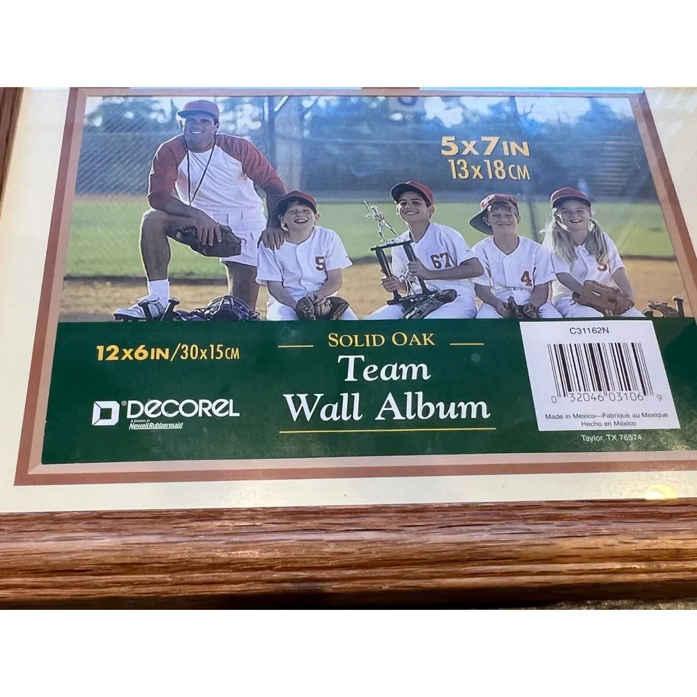 Decorel Solid Oak Team Wall Frame‎ Vintage NWT Wood Rectangle 5 x 7 Retro Photo